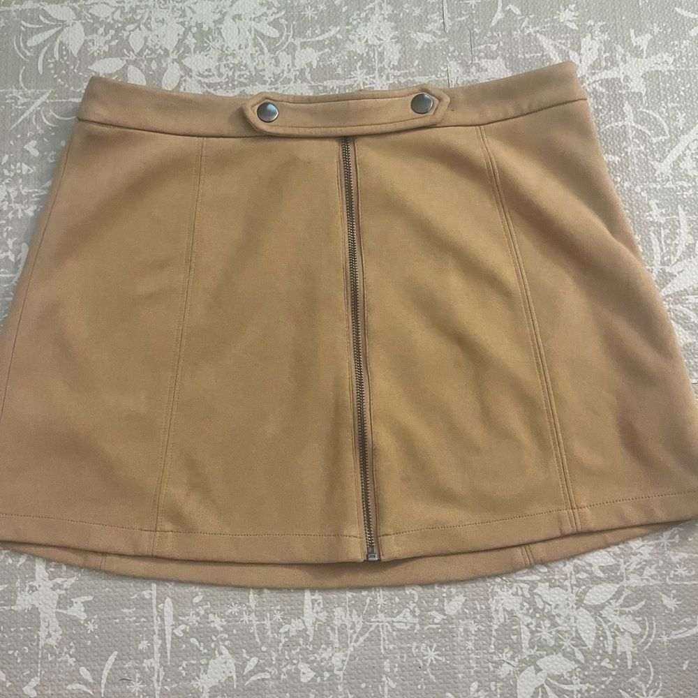 Jack by BB Dakota Camel Front Zip Panel Mini Skirt